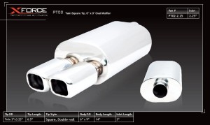 Tłumik 2.25″ Inlet Twin Square Tip, 6″ x 9″ Oval Muffler