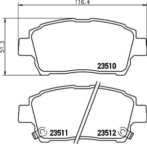 Klocki hamulcowe przód Toyota Corolla 120 Series, ZZE122, ZZE123, ZZE130  2001-2007