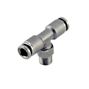 Nypel 1/8" NPT Tee Pushloc Fitting - SS - 1/4"