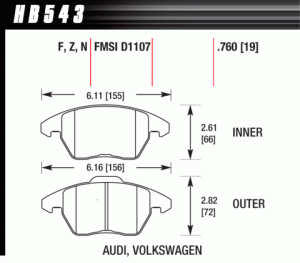 Klocki hamulcowe Hawk Street Race przód Audi A3 Volkswagen Beetle CC EOS Golf Jetta Passat Polo Vento